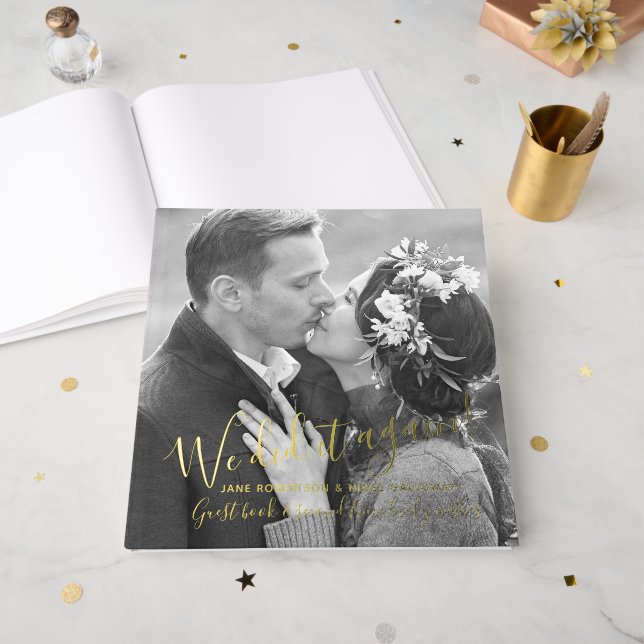Livre D'or Photo cœur l'a refait remarié photo mariage (Recto ouvert)