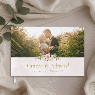 Livre D'or Photo de mariage floral rose poudré