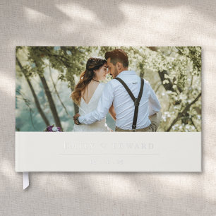 Livre D'or Photo de mariage moderne douce beige et argent