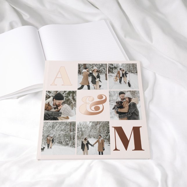 Livre D'or Photo Élégant Monogramme rose pâle (Créateur téléchargé)