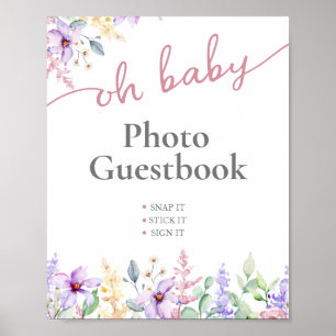 Livre d'or photo élégant Oh Baby Wildflower Sign