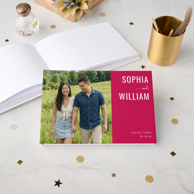 Livre D'or Photo Extérieur Magenta Joyeux (Recto ouvert)