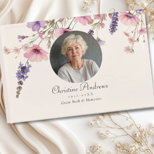 Livre D'or Photo, Fleur sauvage Funérailles "In Love Memory"