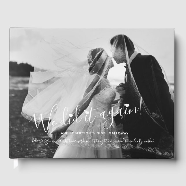 Livre D'or Photo noir blanc customisé remarié mariage (Recto)