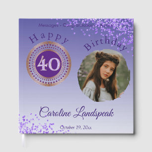 Livre D'or Photo personnalisée Parties scintillant violette,