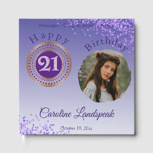Livre D'or Photo personnalisée Parties scintillant violette,
