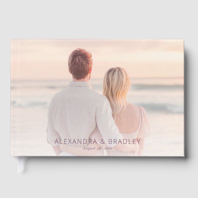 Livre D'or Photo Romantique de Plage aux Teintes Pastel (Recto)