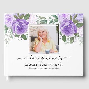 Livre D'or Photos florales violettes Sympathie Funéraire Aqua