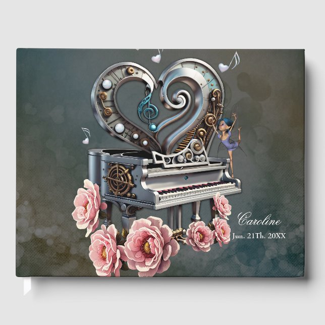 Livre D'or Piano Steampunk avec coeur (Recto)