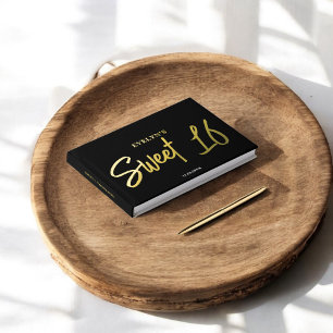 Livre D'or Pinceau photo Script élégant Black Sweet 16