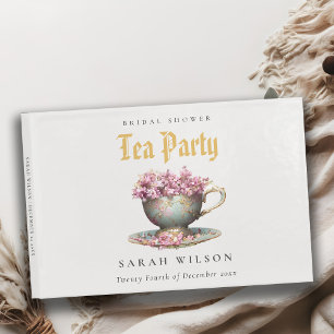 Livre D'or Pink Gold Floral Teacup Fête des mariées Tea Party