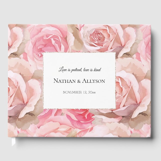 Livre D'or Pink Roses Floral Wedding (Recto)