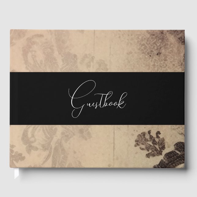 Livre D'or Pink Sepia Vintage Texture Mariage (Recto)