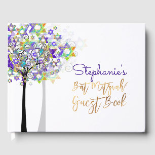 Livre D'or PixDezines Arbre de vie Bat mitzvah/pourpre