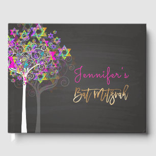 Livre D'or PixDezines Arbre de vie Mitzvah/Pink+Chalkboard