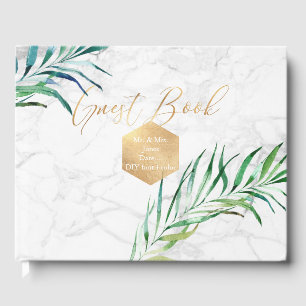 Livre D'or PixDezines Fronds Palm+Faux Gold+Script fantaisie