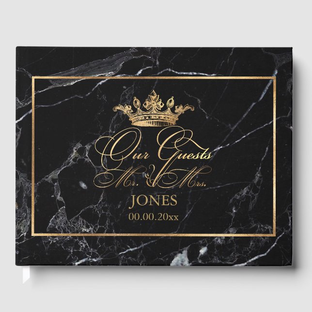 Livre D'or PixDezines Marble+Faux Gold Crown+Fancy Script (Recto)