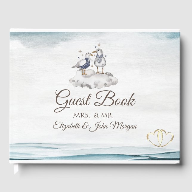 Livre D'or Plage de mouettes d'aquarelles (Recto)