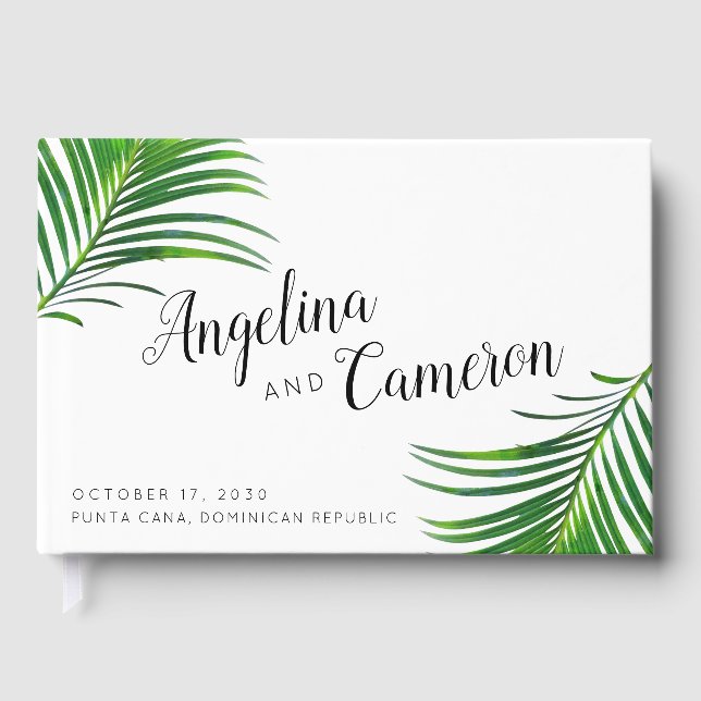 Livre D'or Plage Feuille Palm de verdure tropicale Mariage (Recto)