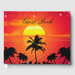 Livre D'or Plage tropicale coucher de soleil Palmiers Océan