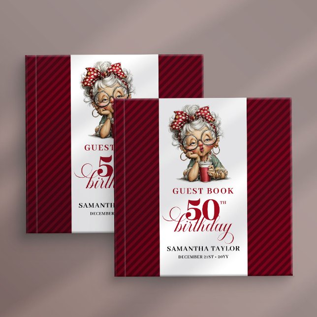 Livre D'or Playful 50th birthday woman guest book keepsake (Playful 50th birthday woman guest book keepsake)