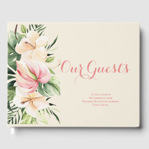 Livre D'or Plumeria tropicale & Flamant rose Lily Floral Boo