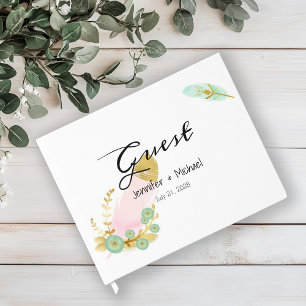 Livre D'or Plumes Boho rose et or