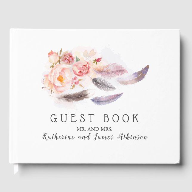Livre D'or Plumes florales de Boho (Recto)