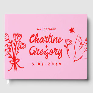 Livre D'or Poignée rétro rouge et rose