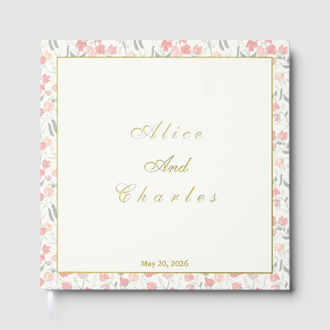 Livre D'or Pois sucré Floral rose et crème (Recto)