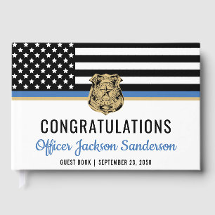 Livre D'or Police Ligne bleue Drapeau Félicitations Retraite