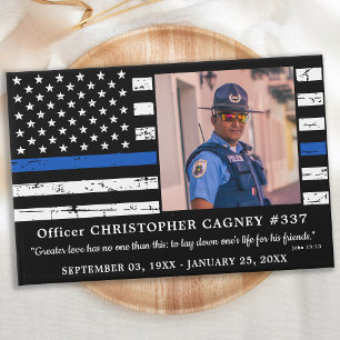 Livre D'or Police Memorial mince Ligne bleue Photo Funéraille