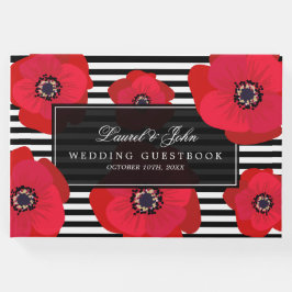 Livre D'or Poppies et bandes - Mariage noir et rouge