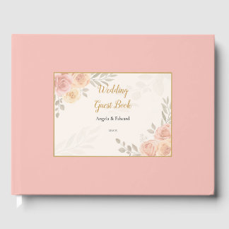Livre D'or Pose Boho Botanique Rose Blanc