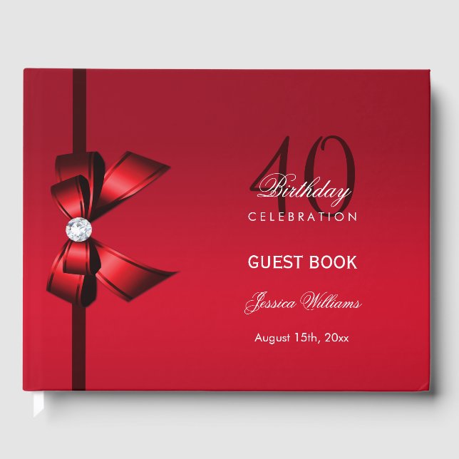 Livre D'or Posh Gem Bow & Ribbon 40e anniversaire (Recto)