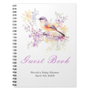 Livre d'or pour Baby Shower avec joli oiseau print