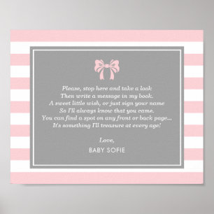 Livre d'or pour Baby Shower avec rayures roses et 
