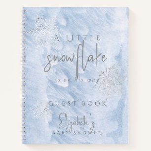 Livre d'or pour Baby Shower Bleu Flocon de Neige G