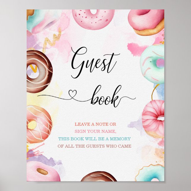 Livre d'or pour baby shower Donut Time aquarelle (Devant)