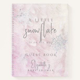 Livre d'or pour Baby Shower Fille Rose Flocon de N