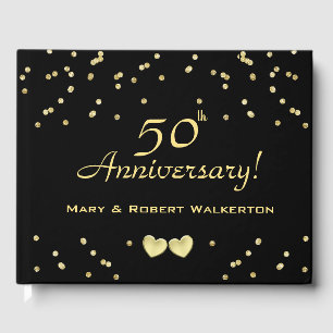 Livre d'or pour les 50 ans de mariage - Cœurs doré