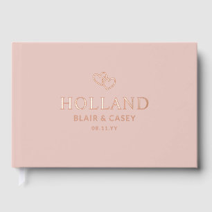 Livre D'or Poussière rose Coeurs enclavés Mariage romantique
