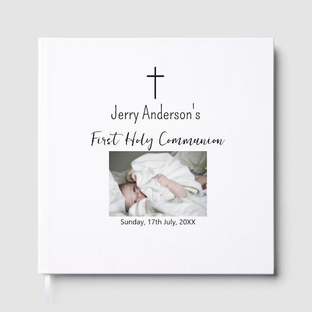Livre D'or Première communion sacrée catholique simple QR min (Recto)