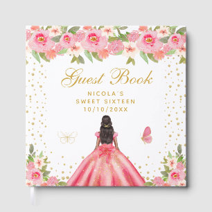 Livre D'or Princesse Fleur Rose Peau Sombre Douze Ans