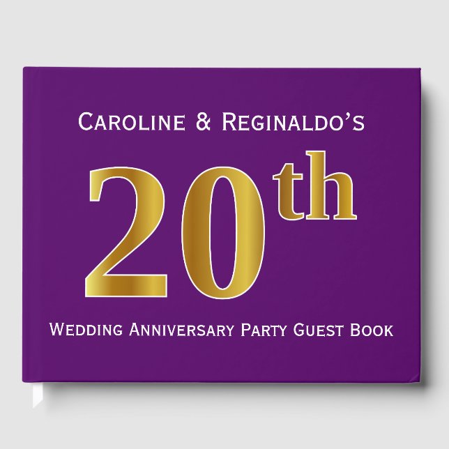 Livre D'or Purple, Faux Gold 20e fête du Mariage (Recto)