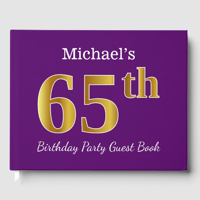 Livre D'or Purple, Faux Gold 65e fête d'anniversaire; Nom per (Recto)