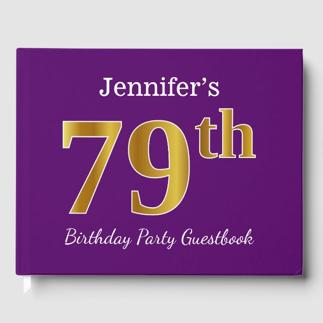 Livre D'or Purple, Faux Gold 79e fête d'anniversaire; Nom per (Recto)