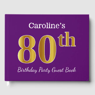 Livre D'or Purple, Faux Gold 80th Birthday Party; Nom personn