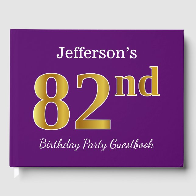 Livre D'or Purple, Faux Gold 82e fête d'anniversaire; Nom per (Recto)