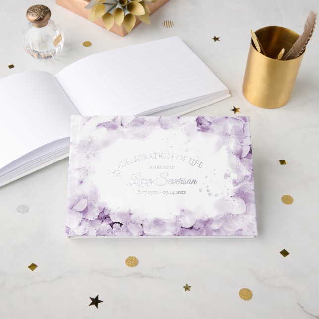 Livre D'or Purple Hydrangea Célébration de la vie (Recto ouvert)